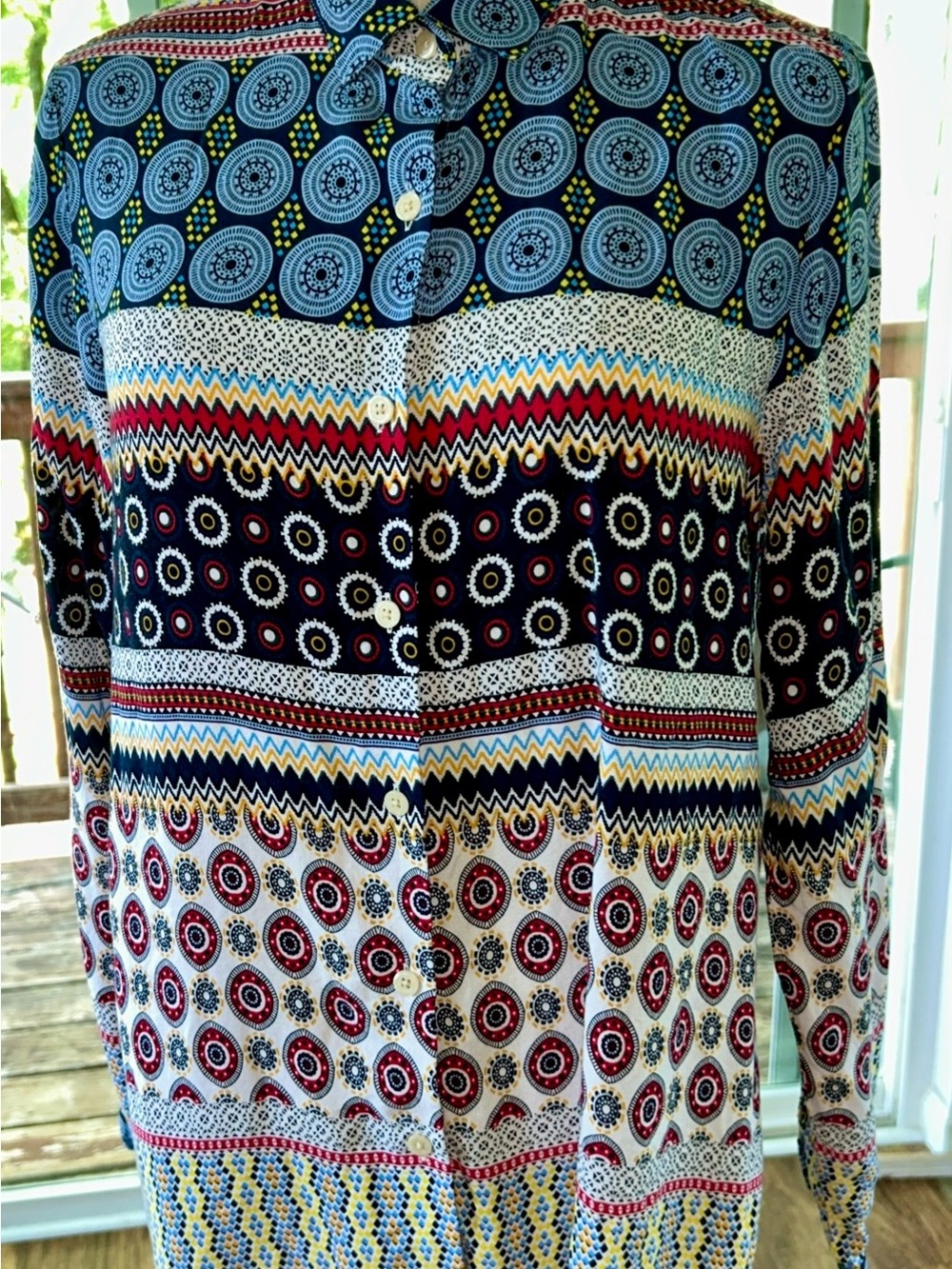 Peck & Peck multicolored Blouse with geometric Ring Motifs